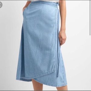 GAP Light Blue Denim Wrap Skirt